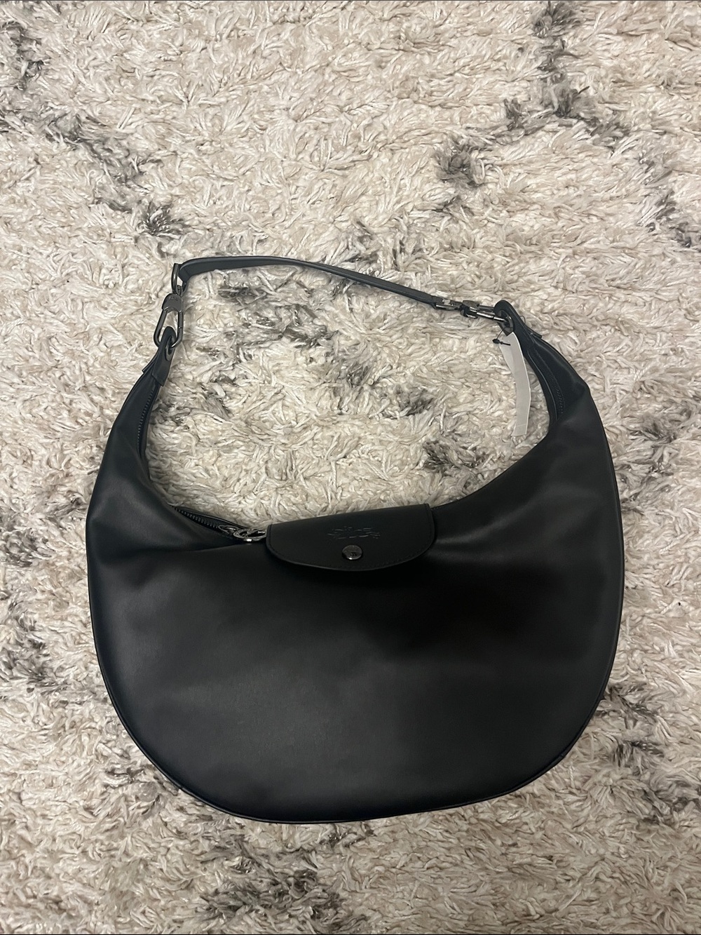 Longchamp Le Pliage Xtra Round Leather Handbag. Black. New with tag.